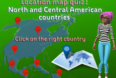 North America map of countries quiz (click version)