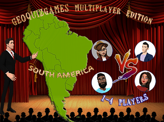 Multiplayer South America trivia quiz 1 to 4 players