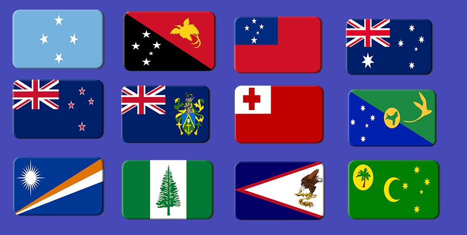 Oceania countries Flags