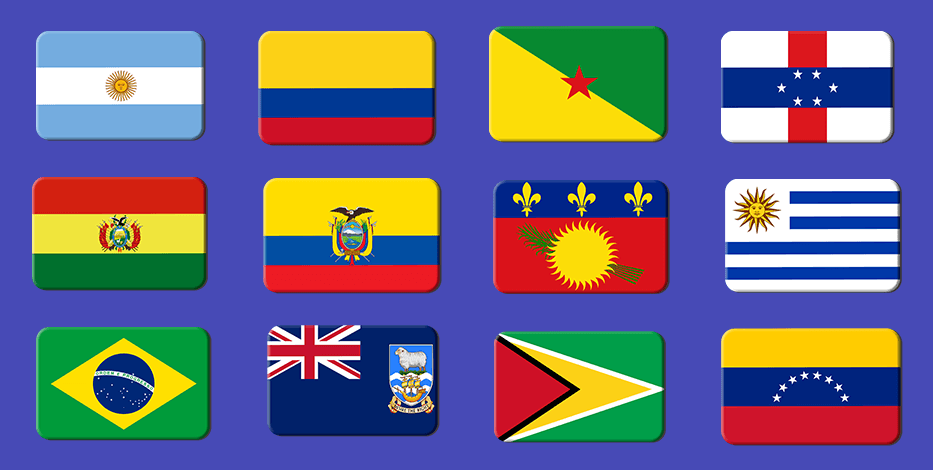 Flags of South American countries 